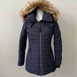 Marc New York by Andrew Marc Chevron Quilted Down Jacket w/ Removable Hood SMALL